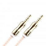 Wholesale Auxiliary Music Cable 3.5mm to 3.5mm Wire Cable with Metallic Head (Champagne Gold)